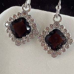 Lab created Chocolate topaz earring